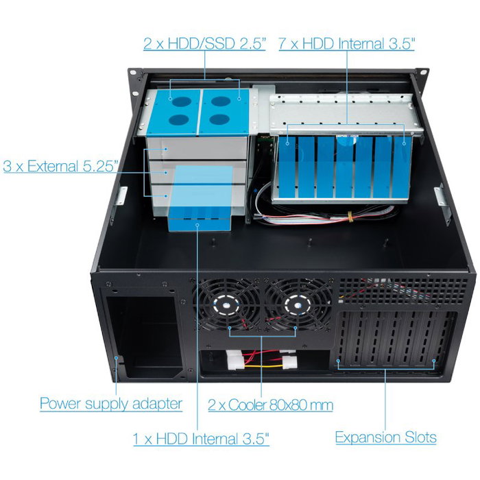 Tooq RACK-406N-USB3 Caja Rack 4U 19 pulgadas Negro